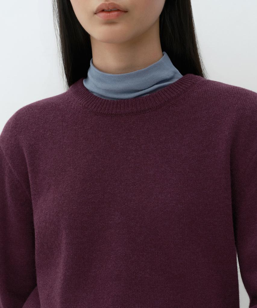 MUSINSA STANDARD WOMAN [Victoria Wool] Women'S Crew Neck Knit [Plum]