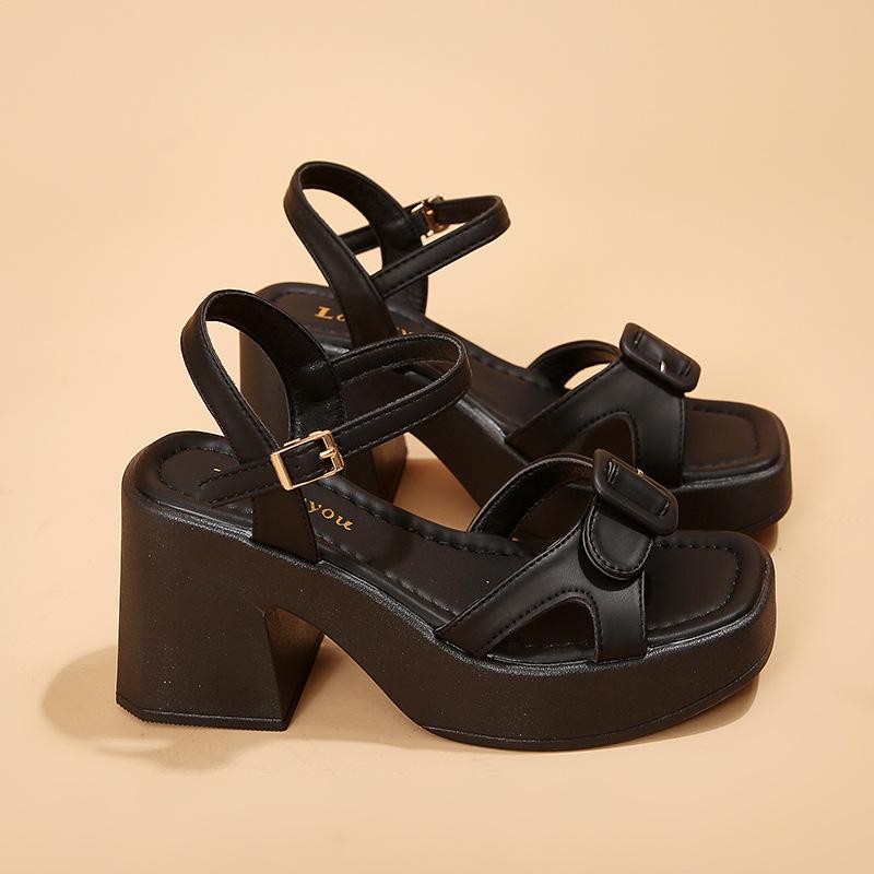 Универсальные сандалии 2025 лето новые на толстой подошве на толстом каблуке с пряжкой корейская версия с ремешком с пряжкой сандалии женские женские