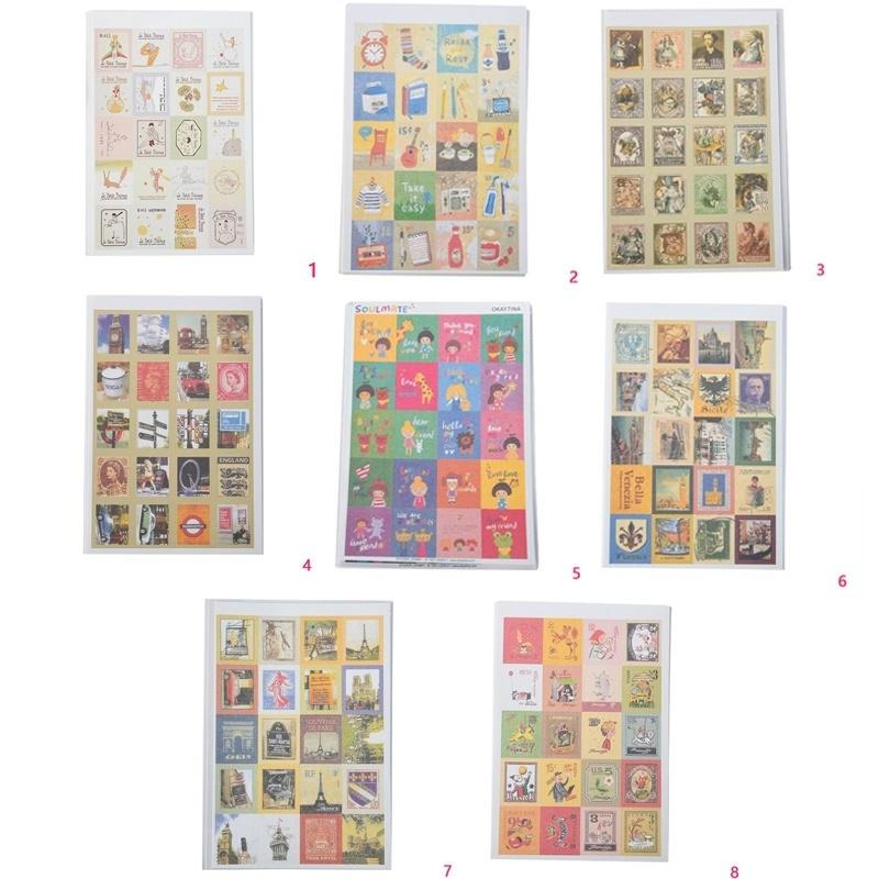 4 листа/80 шт DIY винтажная ретро бумажная наклейка Лондон Италия Дорис Алиса принц штамп