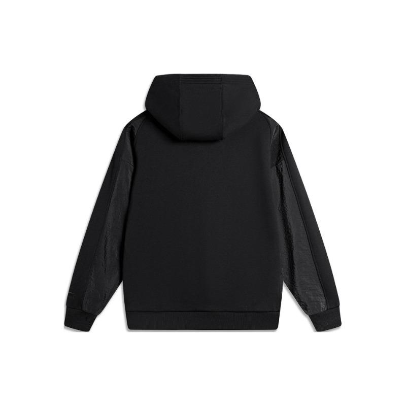 Li Ning Sports Lifestyle Series Color Block Hooded Pullover Sweatshirt Unisex Sweatshirt Black AWDU025-4