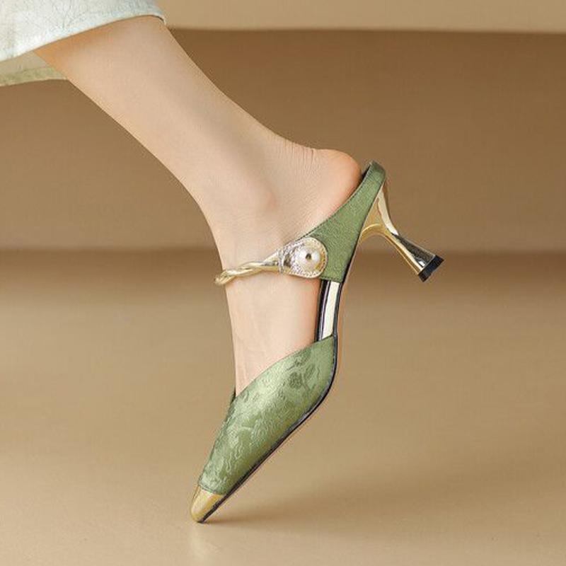 Fashion Elegant Women Slippers Pointed Toe Sexy High Heeled Shoes Fashion Woman Sandals 2025 Designer Pumps New Luxury Zapatos De Mujer