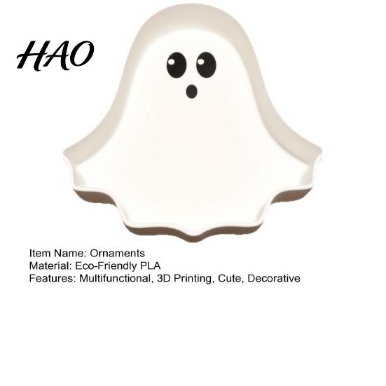 Cute Candy Dish Ghost Tray, 3D Printed Halloween Shape Desktop Storage Dish, Multifunctional Key Tray Jewelry Organizer Tabletop Decor for Party Home