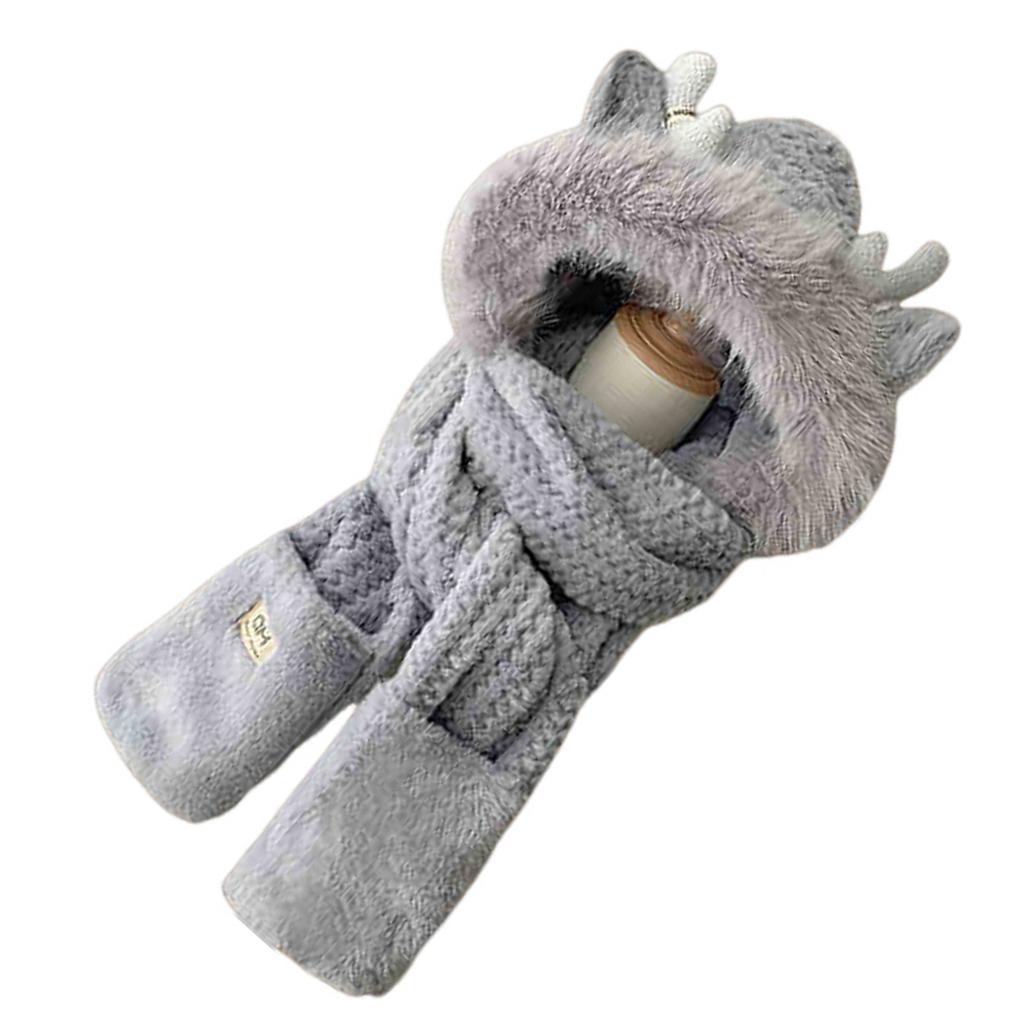 Furry Scarf Hat Gloves Set for Women Outdoor Sports Furry Soft Hat Thickened Headgear Hat for Winter Sports