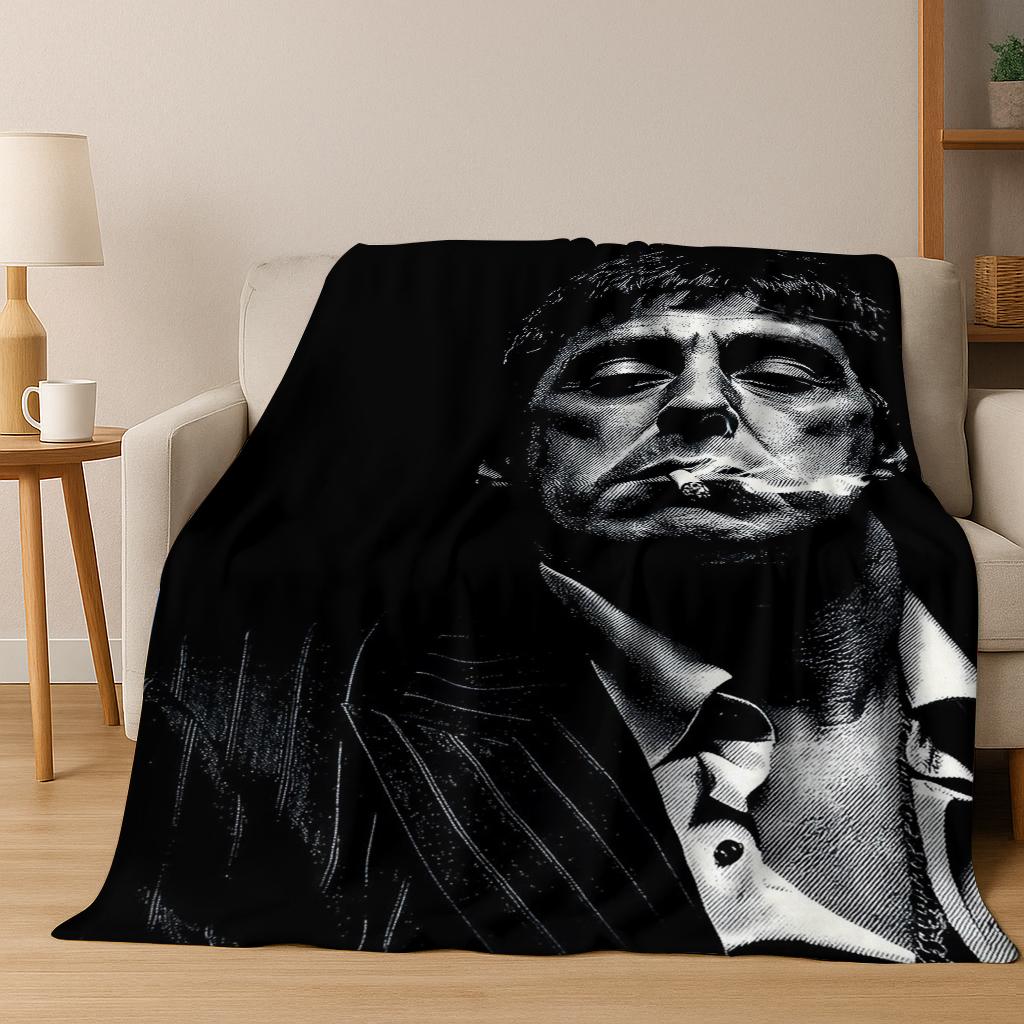 Classic Scarface Tony Montana Movie Art Flannel Blanket,Cozy Soft Throw Blanket for Home Bedroom Bed Sofa Picnic Cover Gift