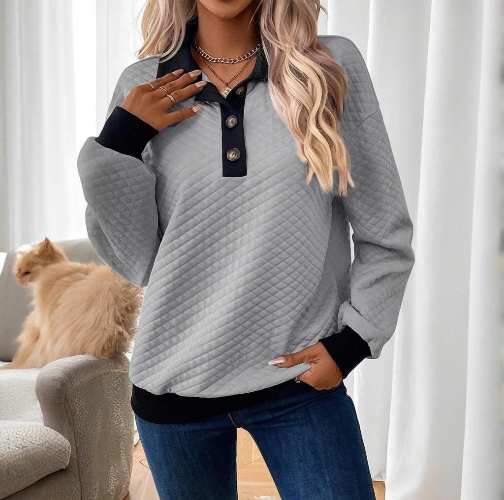 Женская модная цветная кофта-свитшот с пуговицами и лацканами