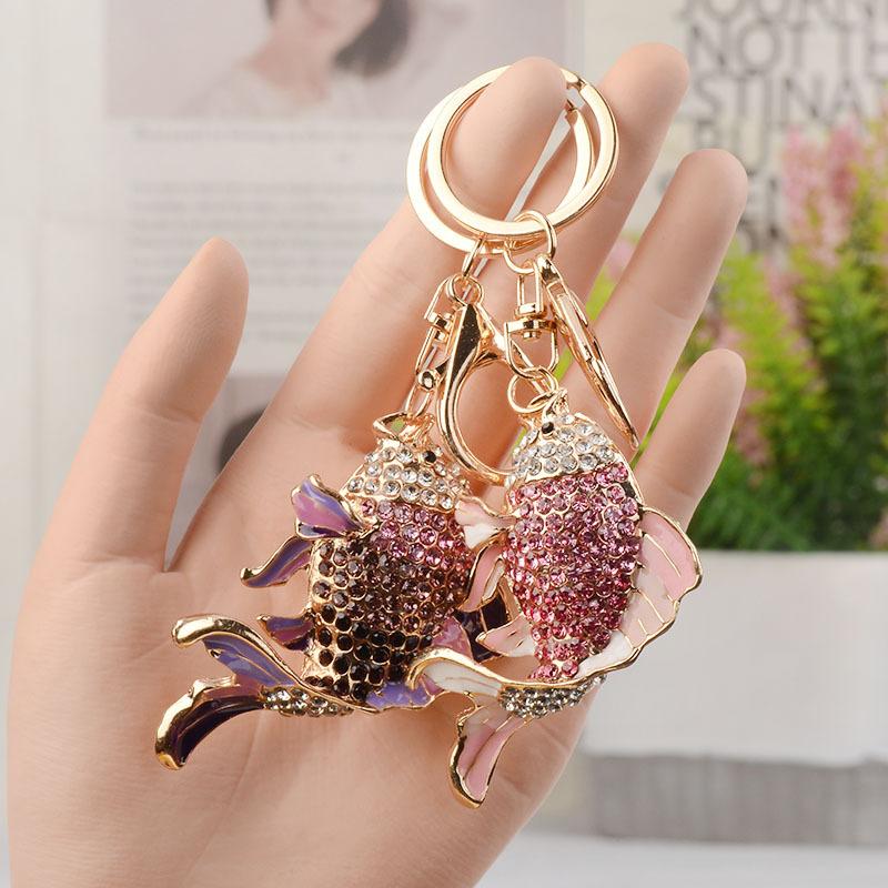 Fashion Rhinestone Colorful Fish Marine Animal Car Women's Cute Bags Charm Accessory Bag Charm