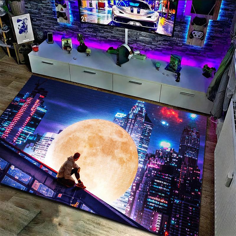 3D Киберпанк Ковер Большой Площади Комната для Киберспорта Спальня Напольный Коврик Кристальный Бархат Домашний Декор Ковер для Гостиной