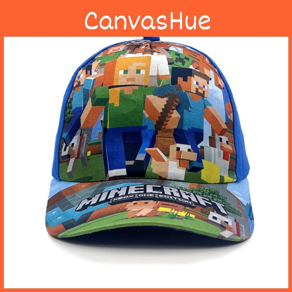 Pattern Kids Minecraft Sun Protection Cap With Round Top For Summer Casual
