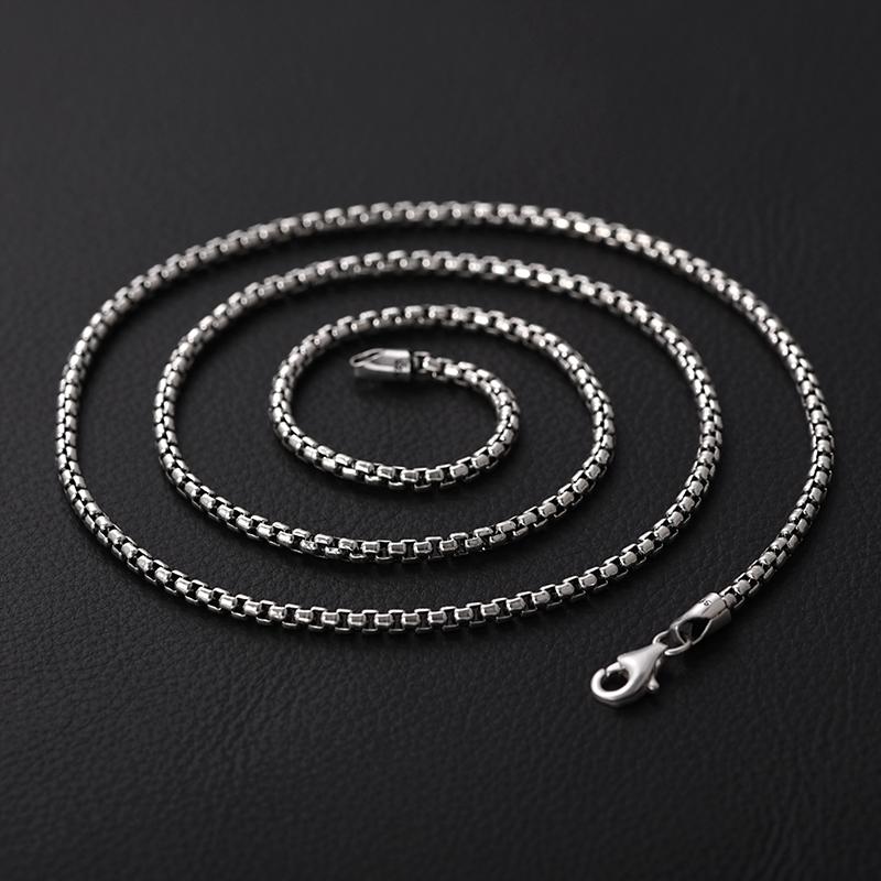 3mm Wide Box Necklace Pendant Pure 925 Sterling Silver Men Women Chain Statement Necklace Jewelry 925 Silver Chain for Women