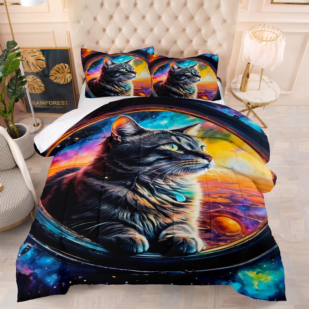 Comforter Cute Kitten Luxury Theme Home Comforter Winter Quilted Blanket Goose Down Duvet King Queen 3D Blanket Size Twin