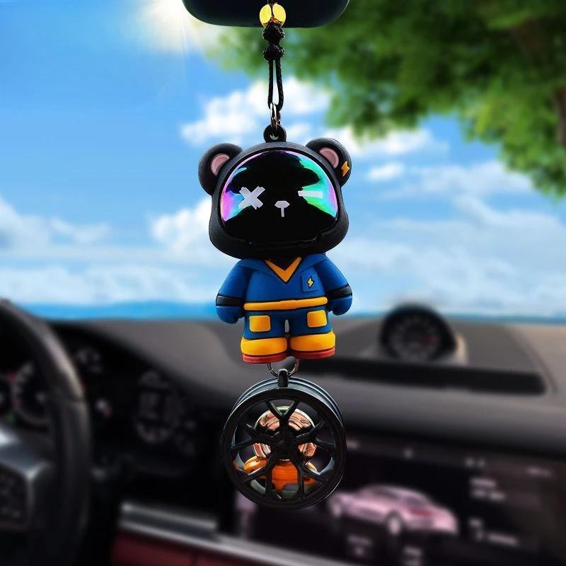 Милый крутой медведь зеркало заднего вида автомобиля маленькая подвеска автомобильная подвеска автомобильные аксессуары украшают интерьер креативный декор орнамент украшение