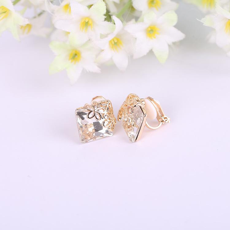Винтажные полые серьги-клипсы с цветком и кристаллами без отверстия для уха, женские элегантные манжеты для ушей, свадебные украшения для свадебной вечеринки