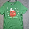 Peanuts Snoopy Tis The Season Shirt Mens Large Green Christmas Graphic Tee Unisex T-Shirt