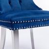 Nikki Collection Tufted Solid Wood Velvet Dining Chair with Chrome Plating Legs,Nailhead Trim,Set of 2,Blue and Chrome, DE1701BL