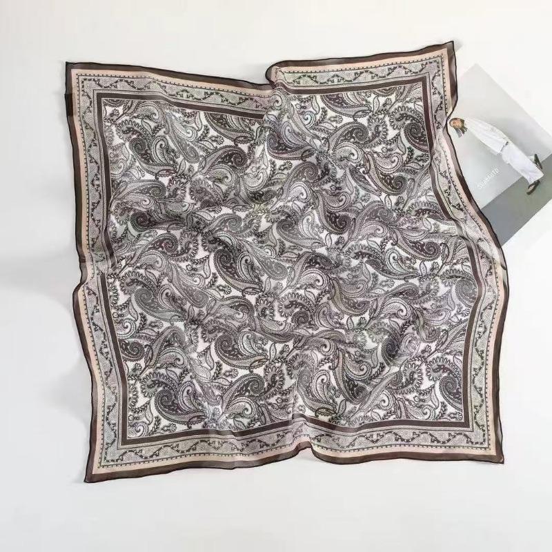 Spring and Summer New 100% Mulberry Silk Georgette Silk Scarf Women's Retro Lazy Chinese Square Scarf Premium Scarf Accessories