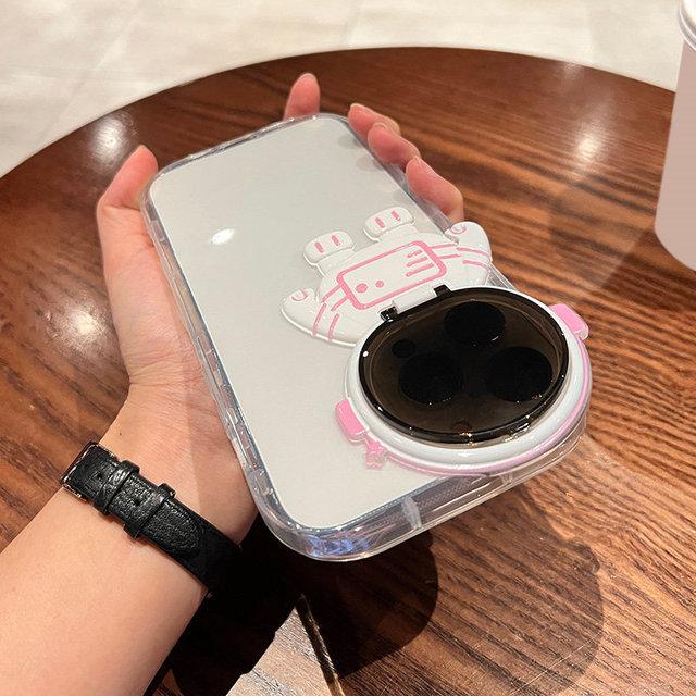 Милый чехол для телефона с изображением космонавта для Iphone 14pro Max 11 12 13 Pro Max 14 Plus, прозрачная матовая подставка для защиты объектива, задняя крышка