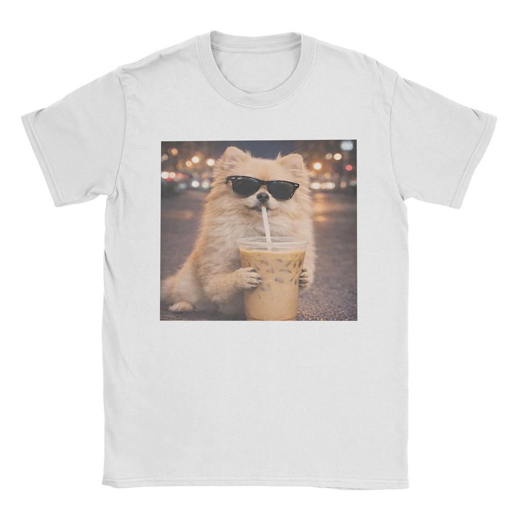 Unisex Unisex Tshirt Funny Patriotic Pomeranian Dog Drinking Beer American Pure Cotton Tees T Shirts Crewneck Clothing Plus Size