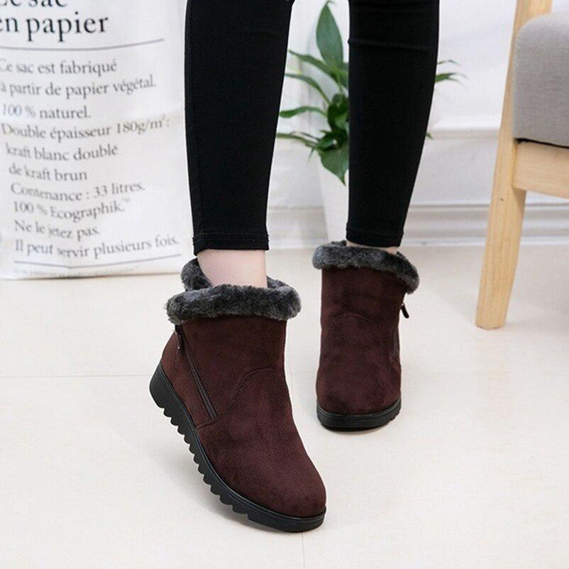 Women Fashion Winter Waterproof Ankle Rain Keep Warm Fur Footwear Boots