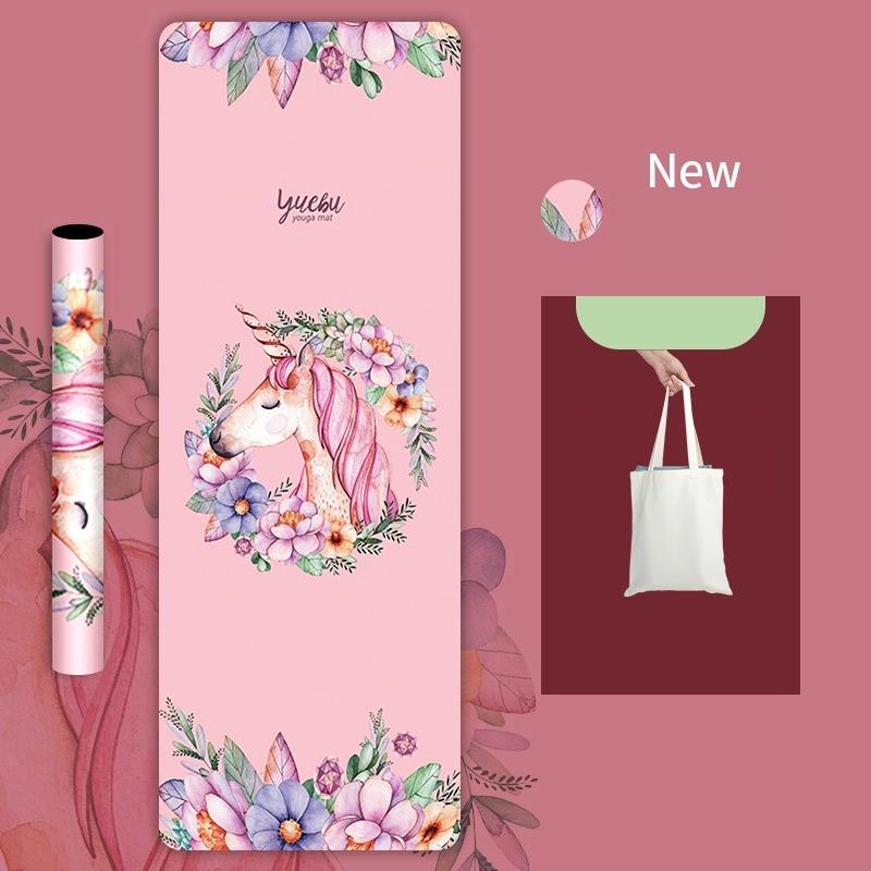 Коврик для йоги с принтом из натурального каучука и бархатной поверхностью. Тонкий нескользящий портативный складной напольный коврик, впитывающий пот. Фитнес-упражнения. Моющийся напольный коврик.