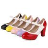 Fashion Sweet High Heels Pumps Mary Janes Shoes Woman Patchwork Patent Straps Women's Heeled Party Office Wedding Shoes Large Size 48