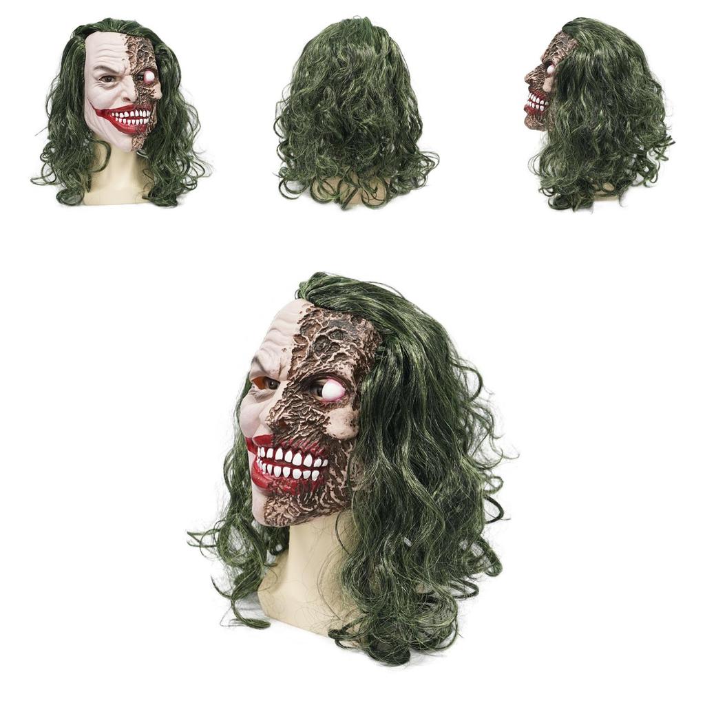 Латексная маска головы Джокера с большими глазами для костюма на Хэллоуин и розыгрышей