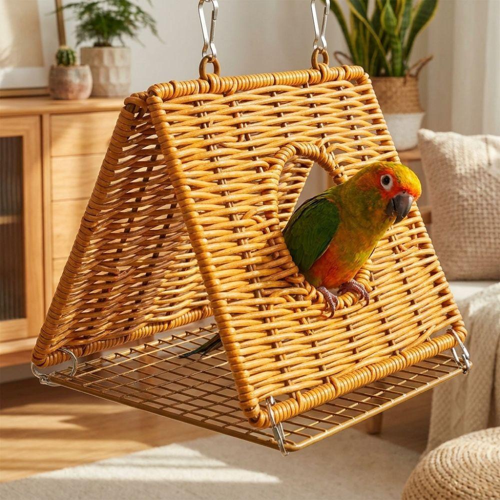 Imitate Rattan Parrots Woven Bird Nests Breathable Hamster Hideout Cave  Summer Use