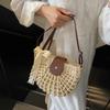 Летняя соломенная сумка для женщин, модная полукруглая сумка кроссбоди, плетеная вручную из ротанга, сумка-мессенджер, дорожная пляжная сумка KTB