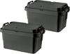 RISU Ящик для хранения Trunk Cargo 50 л Черный Сделано в Японии Набор из 2 шт. Контейнерный ящик Штабелируемый Уличное хранение Кемпинг Водонепроницаемый GHON108 TC-50S