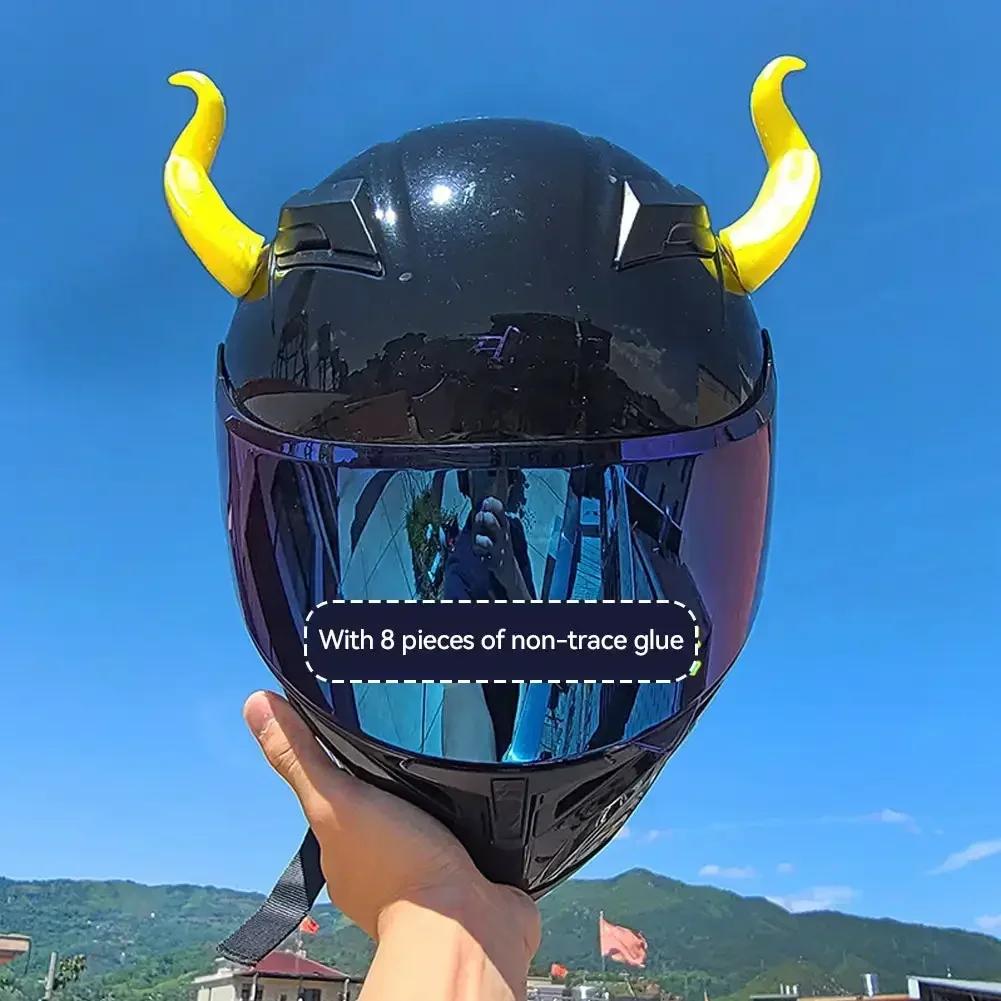 2Pcs  Motorbike Helmet Decoration Devil's Horns Style Motorcycle Helmet Accessories Stickers Cosplay Styling with Sucker