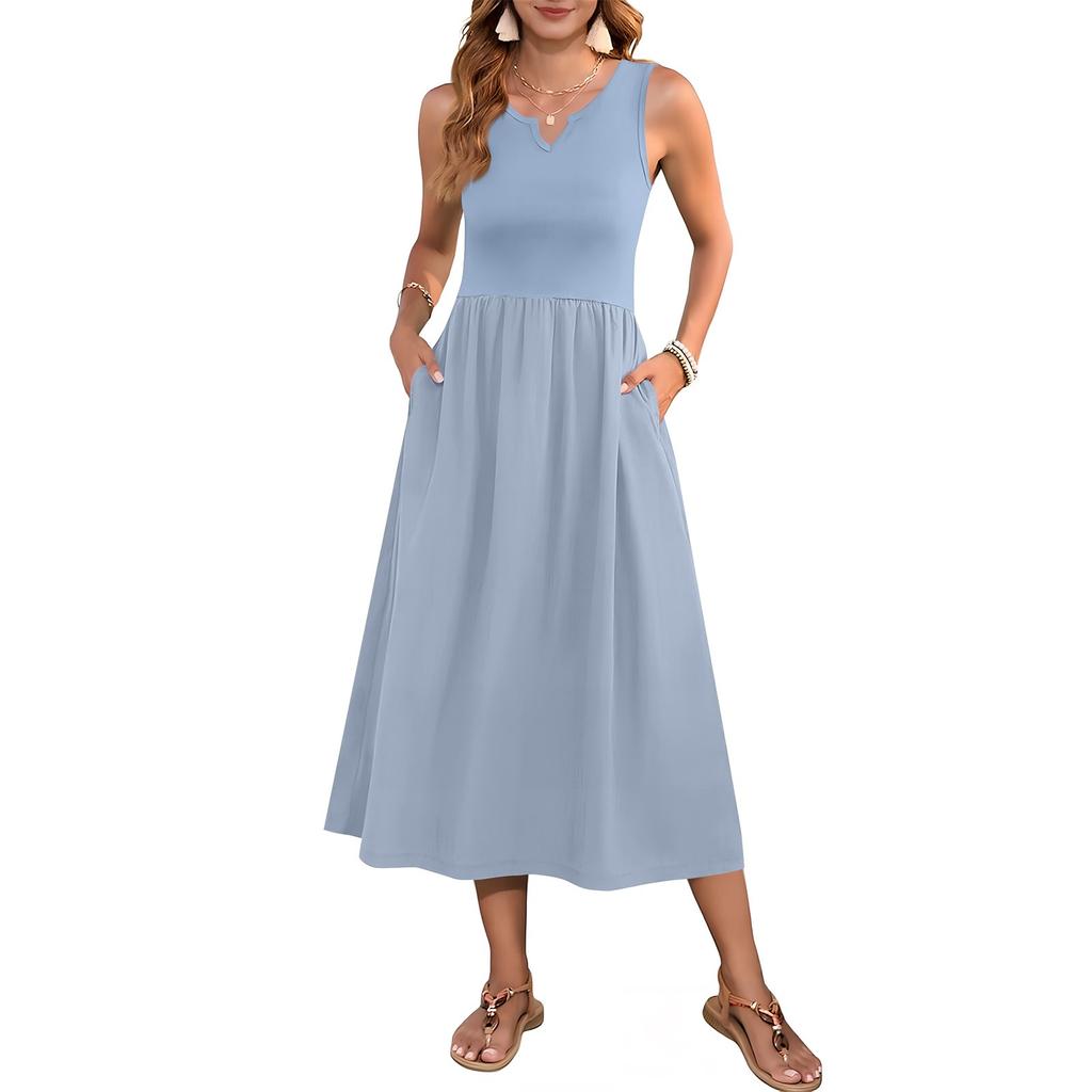 Женское платье без рукавов с цветочным принтом и высокой талией, модное и элегантное