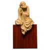 Seated Statue of Natural Boxwood Carved Wooden Buddha Deity Buddhist Founder of Chinese Zen Zen Shaolin Buddha Fulfillment of Protection from