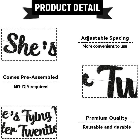 She's Tying Up Her Twenties Banner - Black Coquette 30th Birthday Decor, Black Bow Thirty Years Old Birthday Party Decorations