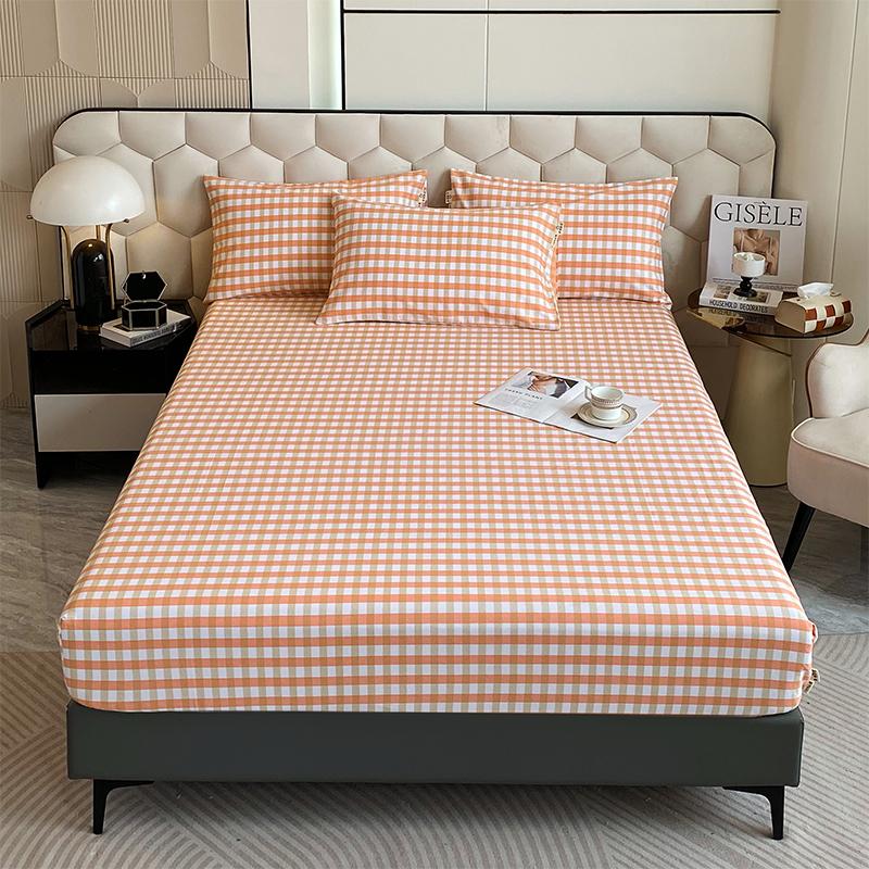 Комплект постельного белья из 3 предметов, простой, синий, в полоску, мягкий, приятный для кожи, утолщенный, 100% хлопок, эластичный, размер Queen Size