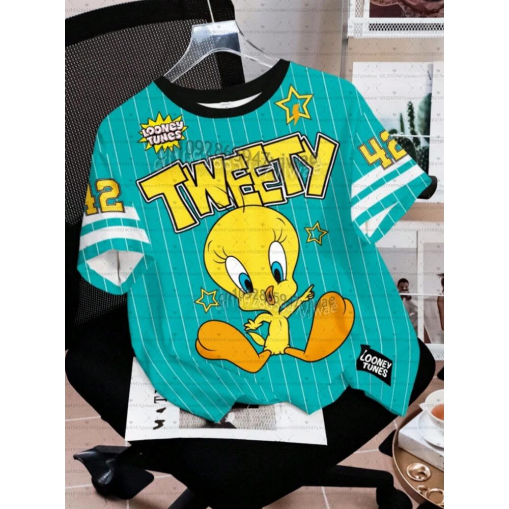 2026 Cartoon Duck Tweety Rabbit Print Men Women's Short Sleeve T-Shirt Casual 3d Print Summer Kids Parent Sport Tops T-shirt Tee