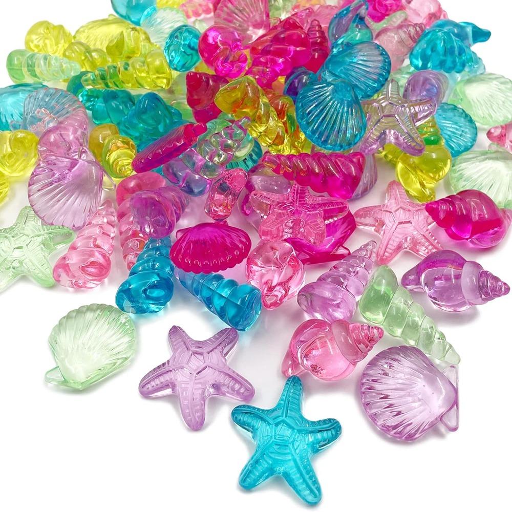 110Pcs Acrylic Seashells Acrylic Seashells Conch Starfish Beach Theme Sea Shells Party Decoration