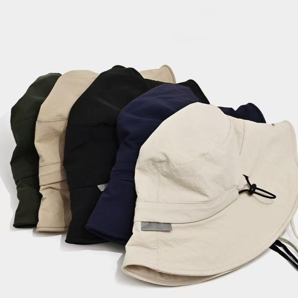 Защита от УФ-лучей Широкополая Солнцезащитная Шляпа Однотонная Альпинистская Кепка Шнурок Шляпа Рыбака Унисекс