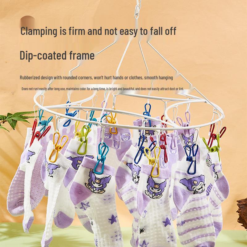 20-Clip Windproof Multi-Head Hanger for Drying Socks, Underwear, and Clothes