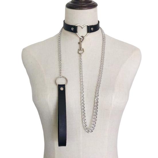 Женский ошейник из искусственной кожи, поводок, цепочка, декор, регулируемое эротическое ожерелье для любовника, косплей, ночной клуб, вечеринка, чокер, индивидуальное украшение на шею