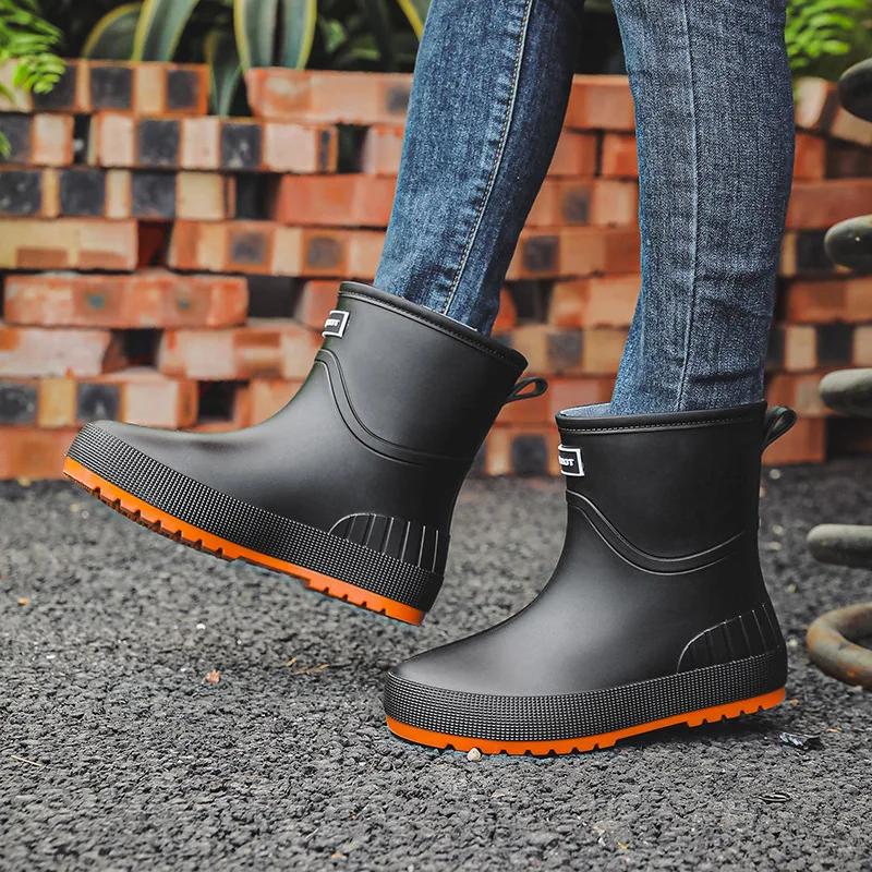 Rain Boots Women Slip-on High Quality Water Boots Waterproof Shoes Women's Rubber Rainboot Garden Galoshes Non-Slip Boots
