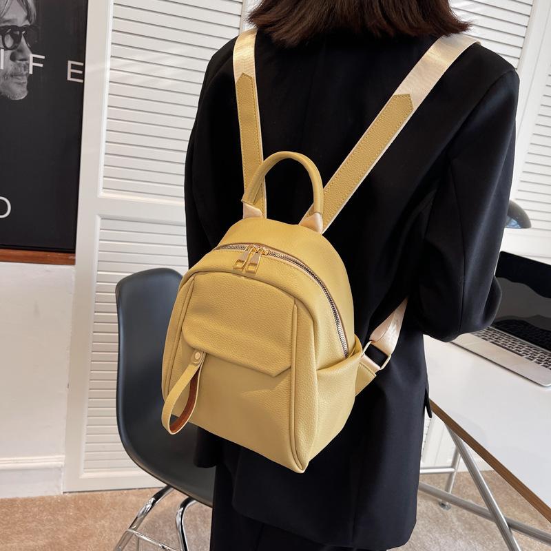 Casual Small Backpack Women's Backpack Fashion New Trendy Korean Version Large Capacity Fashion Pu Schoolbag Travel Bag Women