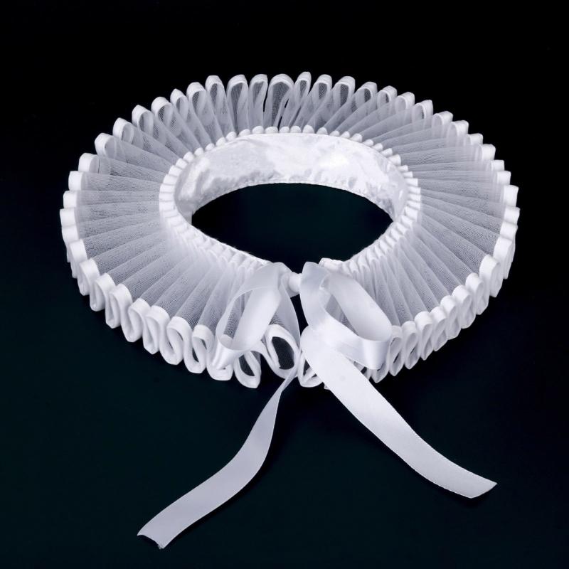 Детский елизаветинский белый сетчатый воротник-жабо, костюм клоуна для косплея, регулируемый гофрированный ложный воротник для вечеринок, праздничных мероприятий