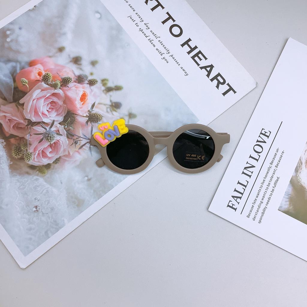 Модные детские солнцезащитные очки, милые липкие цветочные детские солнцезащитные очки, солнцезащитный крем, вогнутая форма, детские очки Tide