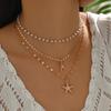 Pearl Starfish Pendant Necklace Set - Versatile and Trendy