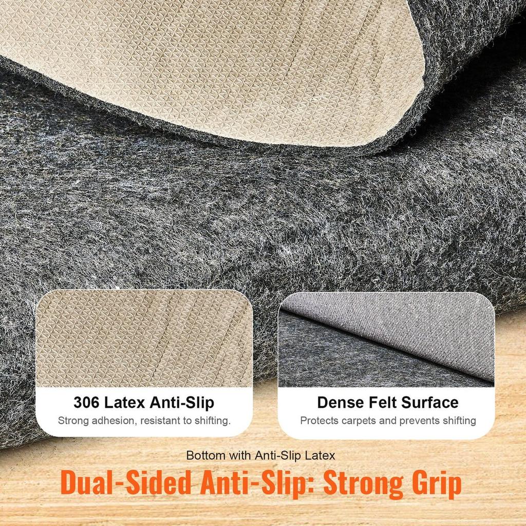 Non Slip Rug Pad Gripper 9' x 12' Carpet Mat 0.24" Thick for All Floor