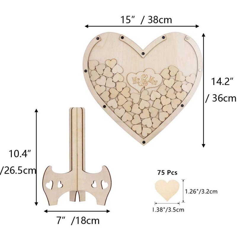 Деревянная настольная гостевая книга в форме любящего сердца для свадебной вечеринки