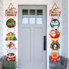 1 Pair Christmas Door Decoration Merry Christmas Hanging Sign Cartoon Santa Claus Snowman Holiday Decor for Home Wall Front Door