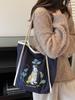 2025 Autumn Embroidered Nylon Tote: Large Capacity Fashion Shoulder Bag for Shopping & Commuting