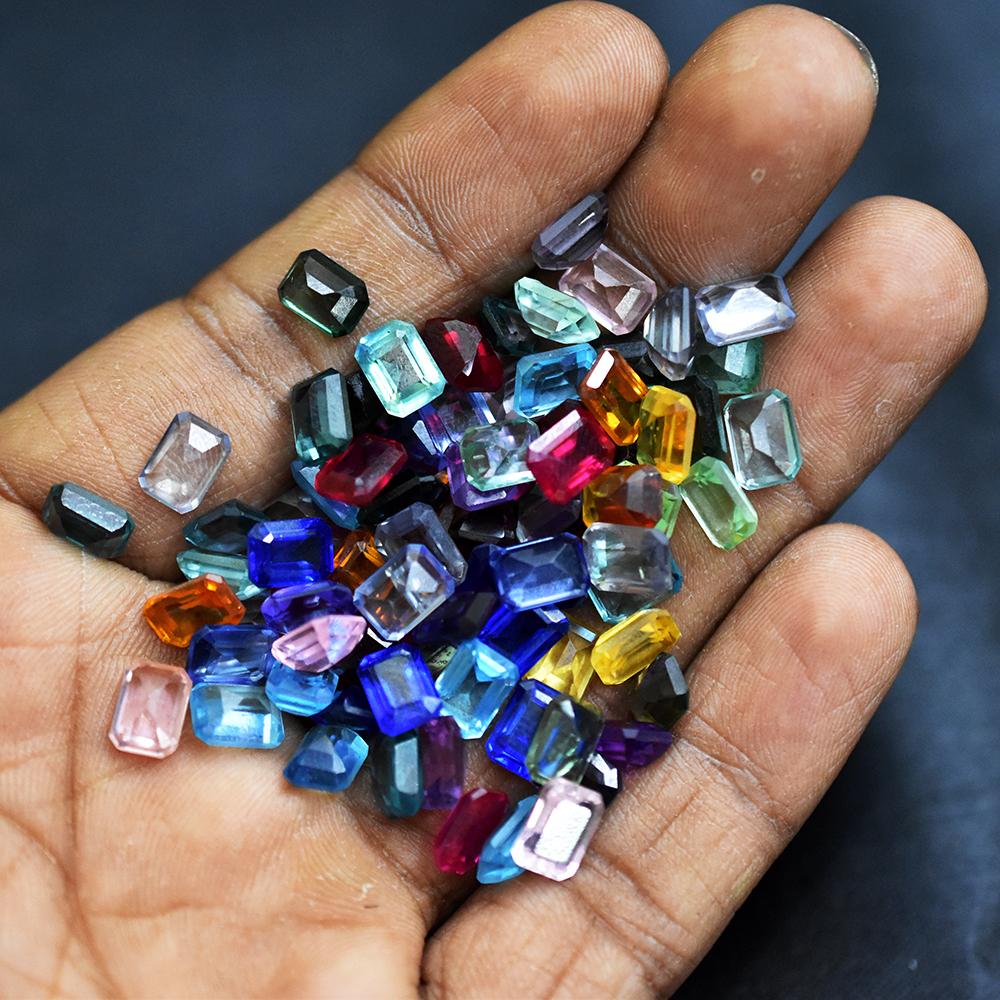 Natural Mixed Color Sapphire Loose Gemstone Emerald Cut 9 ct 9x6 Lot September Birthday Birthstone