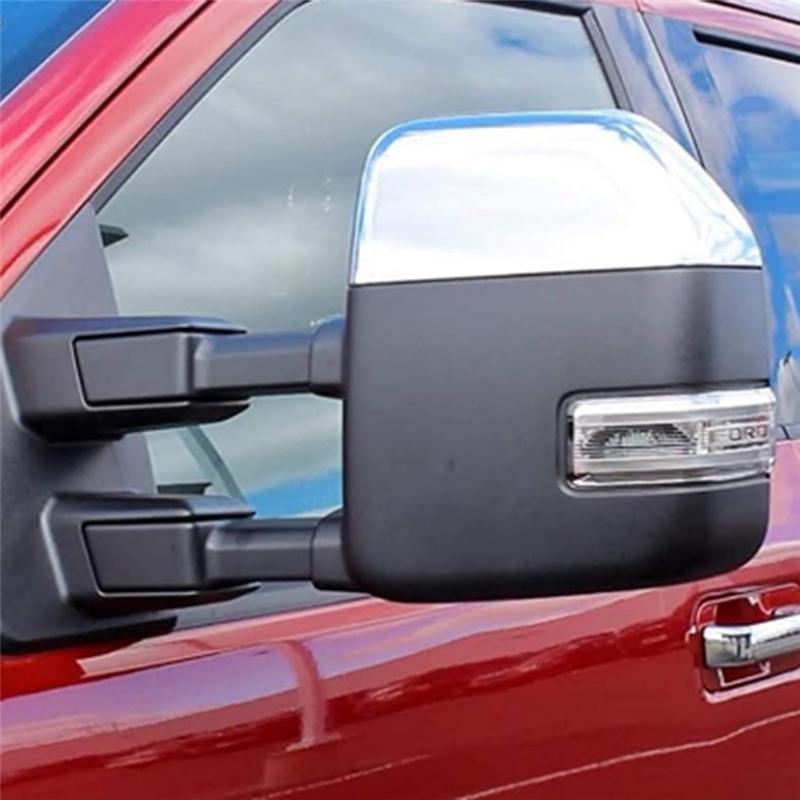 Side Mirror Cover For Ford F250 F350 F450 F550 2017- Chrome Upper Mirror Housing Exterior Car Accessories