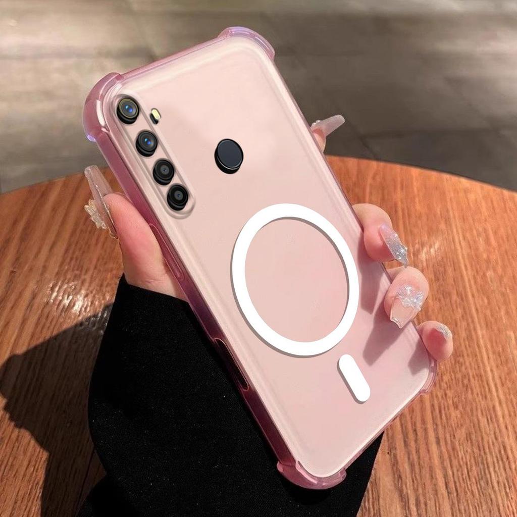 Чехол для realme 6i, 5i, 5 Милый с подушками безопасности по углам, пастельный, матовый, с магнитом, полуударопрочный чехол для телефона
